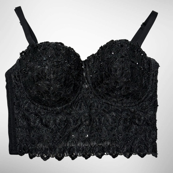 Windsor Other - Windsor Black Lace Bustier Bra w/ Removable Straps | XS